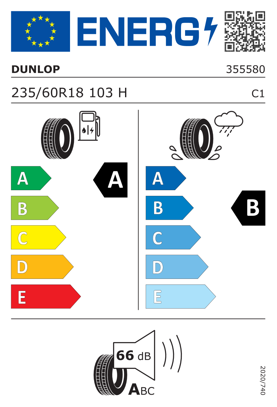 Image of tyre specifications with eprel code 2307395